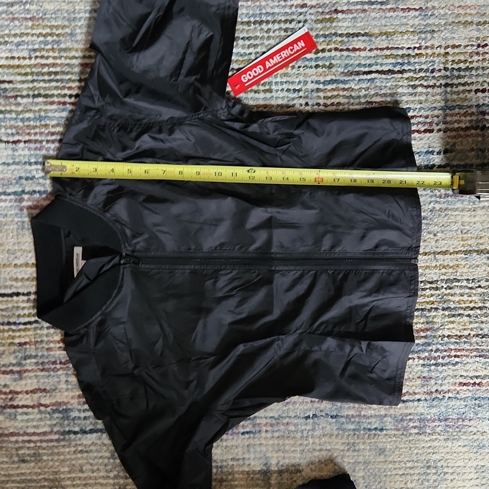 NWT GOOD AMERICAN Black Peplum Nylon Bomber Large $115 - Picture 7 of 10